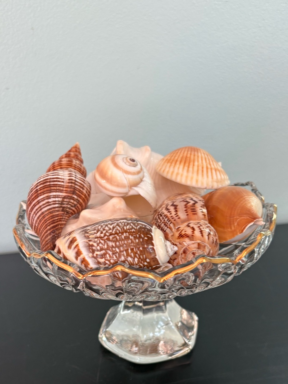 Cut Glass Pedestal Stand with Gold Rim